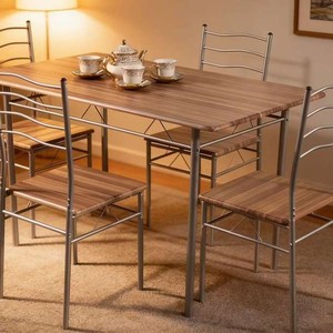 Juego de mesa y sillas para comedor, estilo moderno minimalista personalizable, mesa y sillas multifuncionales para el hogar - Product Image 1