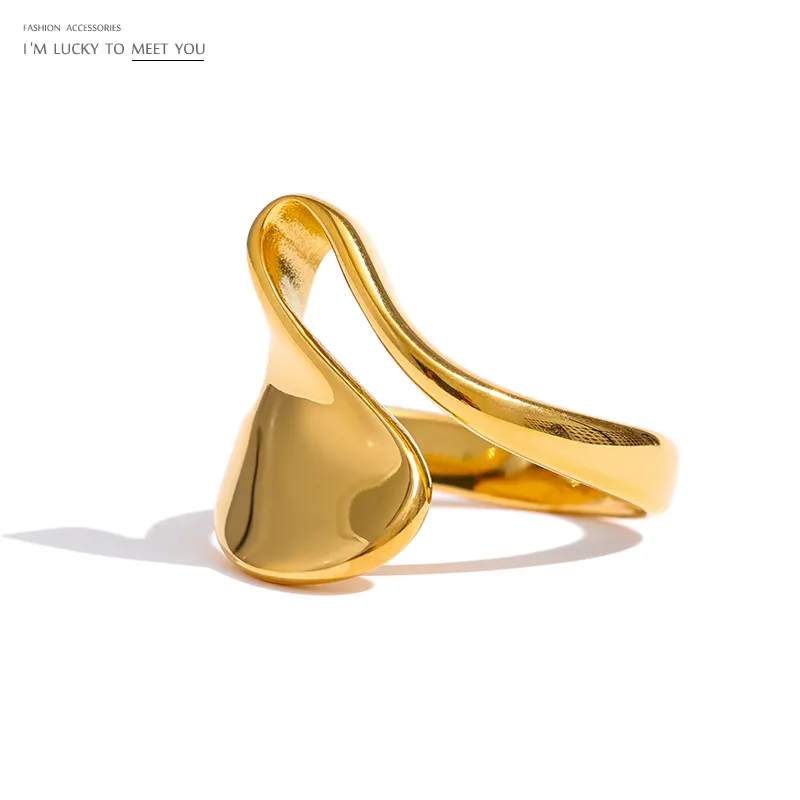 JINYOU 863 Stainless Steel Irregular Ring Statement Metal Golden Finger Geometric Ring Minimalist Jewelry Bijoux Femme New