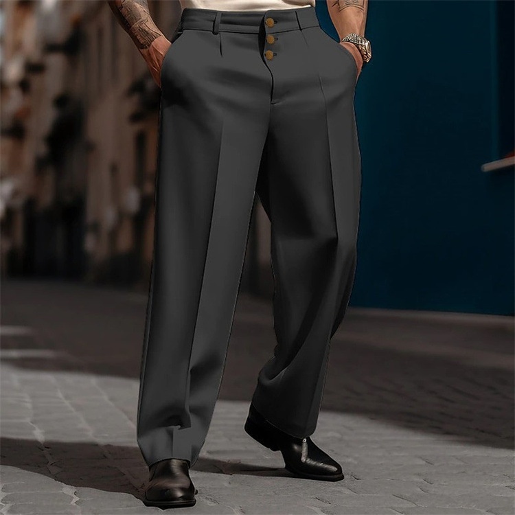 Men's Formal Dress Pants with Buttons Stylish Wide-leg Pants| Alibaba.com Men's Formal Dress Pants with Buttons Stylish Wide-leg Pants| Alibaba.com