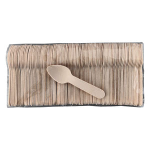 ملعقة صغيرة قابلة للتحلل الحيوي من خشب البتولا 75 مم، أدوات مائدة صديقة للبيئة للاستخدام مرة واحدة لتقديم الزبادي والآيس كريم، أدوات مائدة بسيطة قابلة للتخصيص - Product Image 1