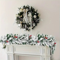 Schneebeflockte Künstliche Weihnachtsgirlande PVC Frosted Kiefernzweige Winter Feiertagsdekoration Kamin Treppe Wanddekoration Grünbelegte Girlande