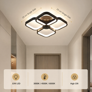 Plafonnier LED moderne géométrique encastré en acrylique et fer 32W, tricolore, haute CRI, pour salon et chambre à coucher - Product Image 3