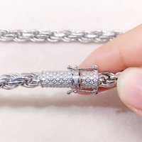 Chaîne cubaine pour homme en argent S925 avec moissanite VVS couleur D de haute qualité, plaquée rhodium certifiée, pour collier hip-hop