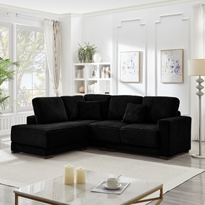 Sofá seccional de 93 pulgadas en forma de L, reversible, tapizado en pana, relleno de esponja suave, conjunto moderno para sala de estar. - Product Image 5