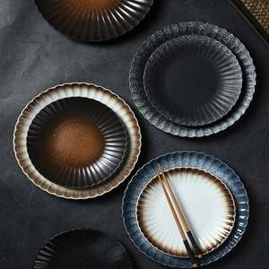 จานเซรามิกทรงกลมแบบย้อนยุค8 10นิ้วจานสลัดผักผลไม้สำหรับใช้ในครัวเรือนสเต็กมื้อค่ำ - Product Image 4