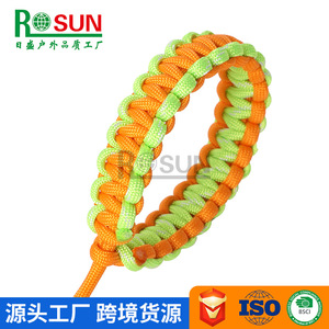 Risheng Paracord <b>Braided</b> Bracelet Yellow Keychain Phone Strap Wristband Industrial Use Polyester Material - Product Image 4