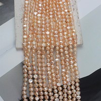 Chaîne de perles baroques d'eau douce naturelles orange 6-7 mm, polies des deux côtés, trou central, fabrication de bijoux, vente en gros