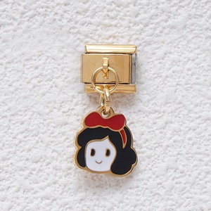 Wholesale Stainless Steel Italian Charms 18k Gold Plated Color Cartoon Girl Dress Italian Charm Pendant <b>Bracelet</b> - Product Image 4