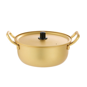 Pot à nouilles ramen en aluminium doré à double anse avec couvercle, chauffage rapide pour soupe, fondue, nouilles, ustensiles de cuisine - Product Image 5
