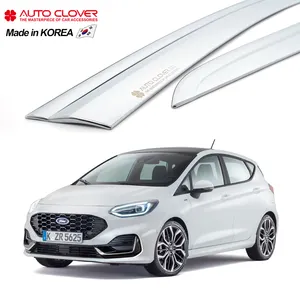 AUTOCLOVER For Ford Fiesta 5DR Chrome Window Visor Sun Door Visors for Car Rain Guard Deflector Side Rain Guard B565