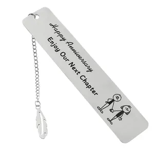 Promotional Custom Quran Stainless Steel Bookmark Etching Engraved Book Mark Metal Gift with Tassel