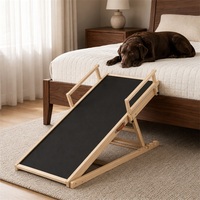 Rampe pour chien pour lit surélevé, hauteur réglable, avec tapis antidérapant et barrières latérales, rampe portable en bois pour chiens de petite à grande taille