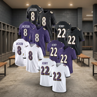 Camiseta de Fútbol para Hombre y Niño ZULARI IMPEX, Lamar Jackson 8 Henry 22, Cuello en V, Manga Corta, 100% Poliéster, Absorbe la Humedad, Secado Rápido