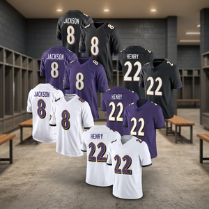 Maillot de football ZULARI IMPEX pour hommes et enfants, Lamar Jackson 8, Henry 22, col en V, manches courtes, 100 % polyester, évacuation rapide de l'humidité - Product Image 3