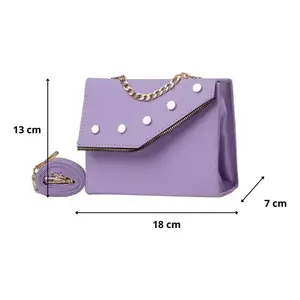 Bolso Bandolera de Cuero Lila Daria para Mujer, Marca Lady Fana, con Diseño a Rayas, Estilo Vintage, Impermeable, con una Sola Correa, para Invierno - Product Image 3