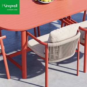 Set da Pranzo per Esterni in Alluminio Resistente alle Intemperie, <span class=keywords><strong>Tavolo</strong></span> da <span class=keywords><strong>Giardino</strong></span> e <span class=keywords><strong>Sedie</strong></span> Impilabili per 6 Persone, per Cortile, Hotel, Casa - Product Image 6