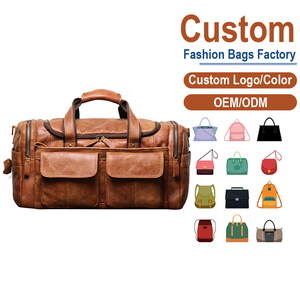 Sac de voyage multi-poches en cuir véritable marron chaud |   Fabrication sur mesure OEM/ODM pour les marques d'articles de plein air et de voyage - Product Image 1