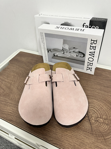 Mules en cuir véritable pour hommes, confortables, en daim de vache, à bout fermé, sabots en liège, mocassins pour l'extérieur, pantoufles d'été - Product Image 6