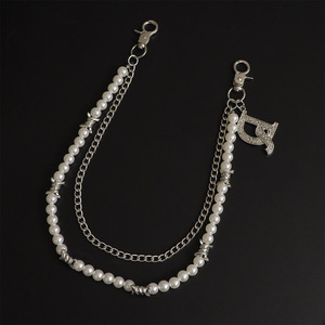 โซ่คล้องกางเกงสองชั้นแบบมุกประดับหนามพร้อมจี้ตัวอักษร สไตล์ฮิปฮอป สำหรับใส่ในชีวิตประจำวัน - Product Image 3