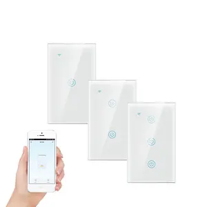 100-240V Google Alexa 1/2/3/4 Gang Smart Home Wall Light Switch Touch Glass Panel Tuya Smart Switch wifi US
