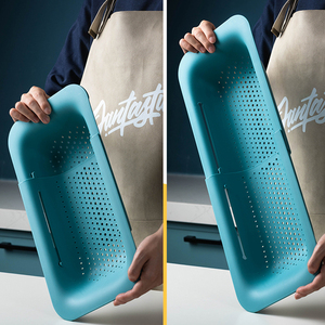 Fábrica Atacado Cozinha Extensível Drenagem Cesta <span class=keywords><strong>Colander</strong></span> Vegetal Ajustável Coador Lavatório Sobre Cesta De Pia - Product Image 2