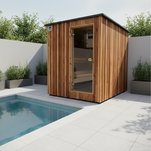 ซาวน่าไม้กลางแจ้งแบบพกพา สำหรับ 6 คน - สปาอบไอน้ำเพื่อสุขภาพและผ่อนคลาย - Product Image 1