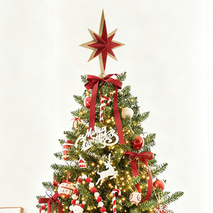 Estrella para la Punta del Árbol de Navidad, Decoraciones Brillantes Pintadas con Efecto Electrochapado, Adornos para Árbol de Navidad, Fondo Festivo - Product Image 2