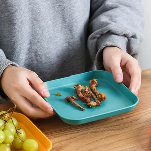 Reusable Colorful <b>Plastic</b> square & Round Dinner Plate Bone Dish Home Tableware Set - Product Image 2