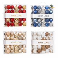 Ensemble de 70 boules de Noël personnalisées en plastique, imperméables, décorations suspendues pour arbre, ampoules imprimées avec logo