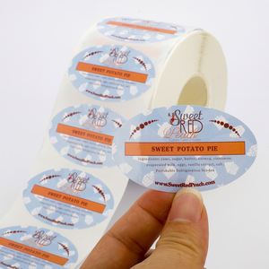 Étiquettes autocollantes rondes en papier imprimées offset durables pour emballage alimentaire de tarte aux patates douces, motif pêche rouge sucrée, 3 pouces de diamètre - Product Image 4