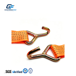 Sangles <span class=keywords><strong>d</strong></span>'<span class=keywords><strong>arrimage</strong></span> à cliquet 2 pouces en polyester avec poignée en <span class=keywords><strong>caoutchouc</strong></span> et double crochet en J, résistance à la rupture de 5000 kg pour le transport de moto et de marchandises - Product Image 3