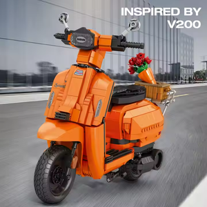 รถมอเตอร์ไซค์ <span class=keywords><strong>Lambretta</strong></span> V200 สีส้ม รุ่นใหม่ล่าสุด ปี 2025 ของเล่นเด็ก ของเล่นมอเตอร์ไซค์แบบประกอบ ตัวต่อโมเดล ของเล่นบล็อกสำหรับเด็กและวัยรุ่น - Product Image 3