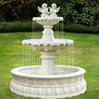 Fontaine d'eau en cascade à 3 niveaux en résine blanche pour extérieur, motif floral, écologique, sculpture de jardin européenne, élément décoratif