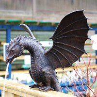 Fontaine d'eau en bronze, artisanat en métal de conception populaire, grande statue de dragon en bronze chinois, figurines de boule