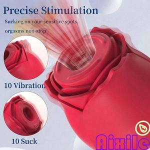 Jouets sexuels : Vibrateur rose en forme de rose pour femmes, stimulateur clitoridien et des mamelons, jouet sexuel rose à succion, vibrateurs clitoridiens et du point G pour femmes et couples - Product Image 3