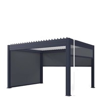 Pergola électrique intelligente en alliage d'aluminium avec persiennes, pare-soleil et protection contre la pluie pour cour et villa