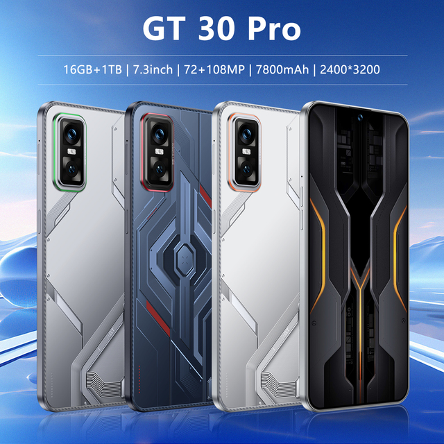 GT 30 Pro 5G Gaming Smartphone 7.3" 2400*3200 HD Screen 16GB+1TB 72+108MP 7800mAh Unlocked