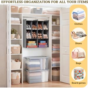 Organizador de armario colgante con 10 compartimentos de tela no tejida para organizar la ropa del dormitorio - Product Image 6