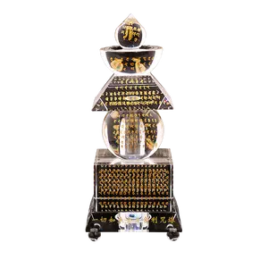 Buddhistische Buddha-Statue Tribut Kristall Stupa Home Feng Shui Ornamente mit Schrift verzierungen