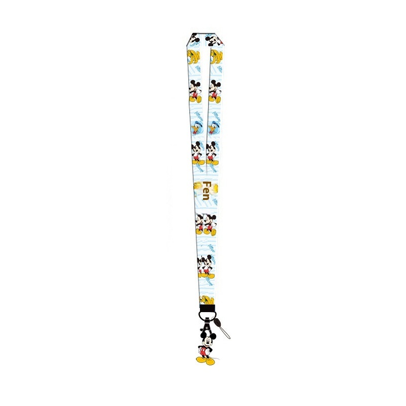 Cute Cartoon Minnie Mickey Satin Lanyard Handy Mobile Phone Card Holder with Wide Flat Braided Belt Heat Transfer Pendant Badge Image 5