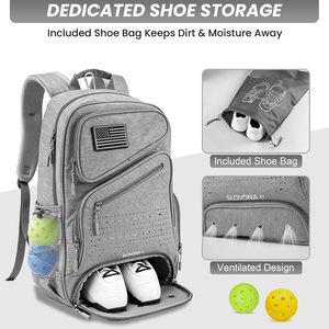 Sac à dos de pickleball Comfier X Large en PVC avec compartiment à chaussures et fermeture éclair pour le tennis et les sports de plein air - Unisexe - Product Image 3