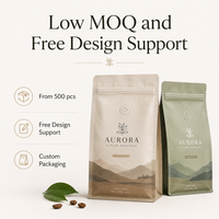 Bolsa de Café con Fondo Plano, Impresión Personalizada, con Válvula y Cierre, para Empacar Granos de Café Tostado y Marcas de Café de Marca Privada