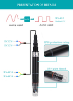 Sonde d'électrode pH numérique en ligne, précision 0,02 pH, consommation ultra-faible 0,3 W, alimentation CC 7-30 V, sortie RS485 pour eaux usées et aquaculture