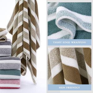 Toalla de Baño Grande para Parejas, de Felpa de Coral, Suave, Gruesa, Cómoda, Absorbente, a Rayas, para Uso Doméstico, para Hombre y Mujer - Product Image 4