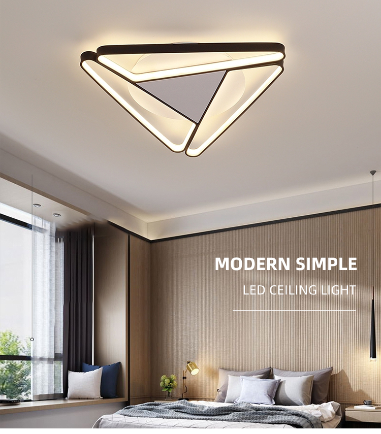 Creative Decorative White Color Triangle Indoor Living Room Bedroom Modern Led Ceiling Light