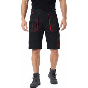 Men's Hi Visibility Workwear Cargo Shorts Multi Pocket Black Red Trim Breathable Cotton Outdoor Wear - Product Image 2