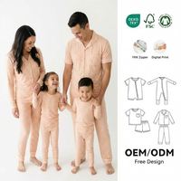 Pyjama personnalisé pour enfants en fibre de bambou imprimée pour l'automne, ensemble de pyjamas pour enfants, pyjamas pour adultes, tenues assorties pour la famille