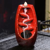 Brûleur d'encens en céramique Aromathérapie, Cascade brûlante Brûleurs d'encens à reflux Arabian Oud Backflow Burner Joss Stick Holder/