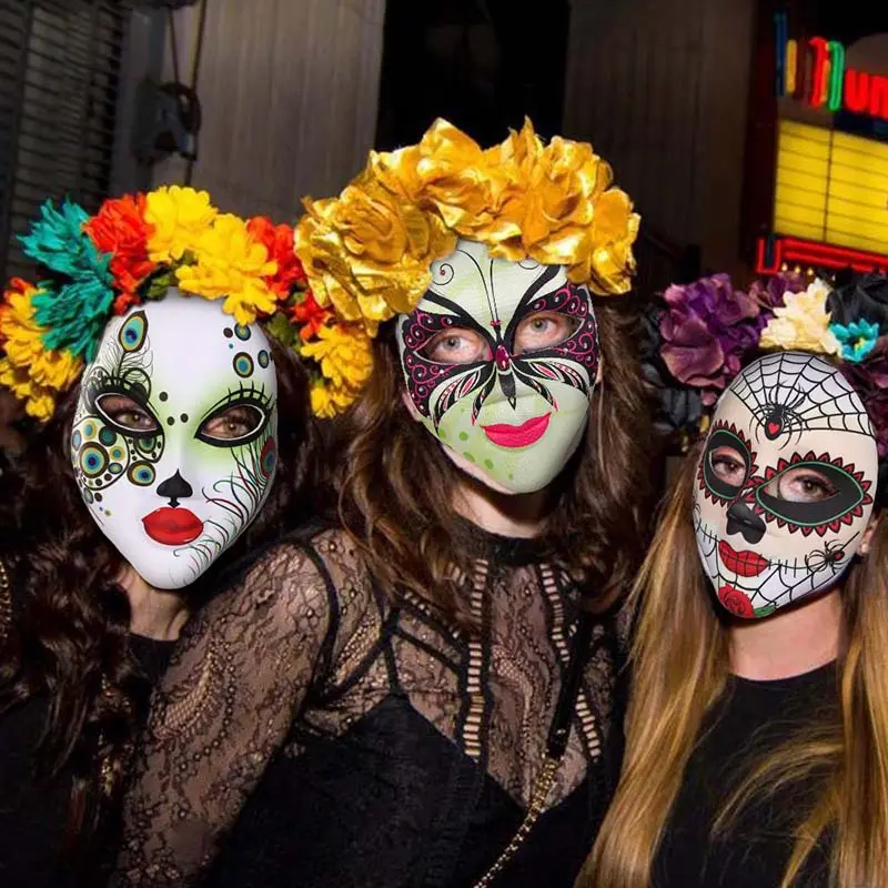 Mascarillas con estampado colorido del Día de los muertos, máscara de fiesta de carnaval, Praying, venta al por mayor, 2022