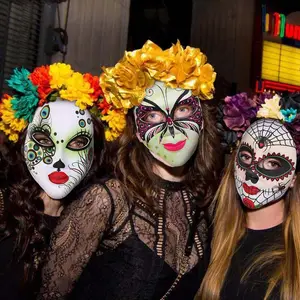 2022 máscaras do dia morto do mexicano, impressão colorida de imprimir máscaras de festa de carnaval atacado